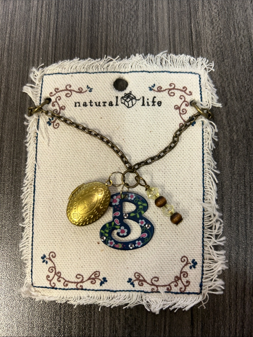 Natural Life 🍃'B' Initial Necklace in Blue & Gold